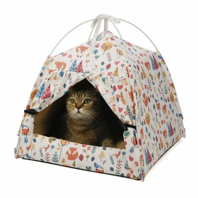 China Travel Waterproof Portable Folding Pet Tent House Cave Warm Bed For Cat And Small Dog With Removable Washable Cushion Pillow for sale