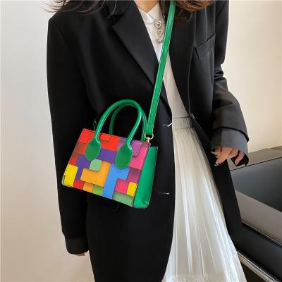 China Trendy Shoulder Bag for Women Small Square Shape and Two-Tone Stitching in All Seasons for sale