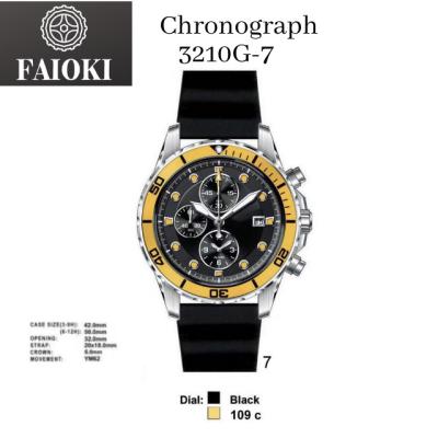 China Customizable Date Faioki 3210G Japan automatic movement chronograph quartz watch with alarm, date and rotatable bezel. for sale