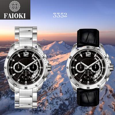 China Customizable Date Faioki 3352 Automatic Japan Miyota Movement Quartz Watch with Date, Chronograph Seconds Minute 24 Hours Subdial for sale