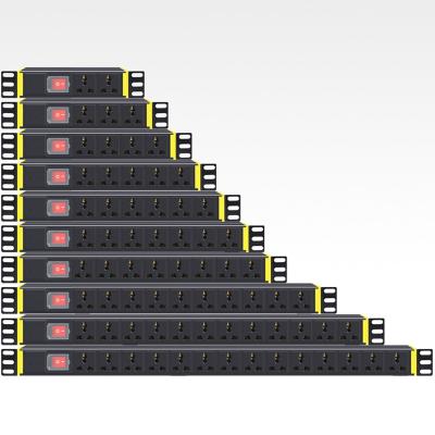 China 1/2/3/4/5/6/7/8/10/12/ Outlet Industrial Strip Power Rack Cabinet Network PDU 1U Universal Plug Cutoff Switch Socket 14 for sale