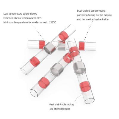 China A.W.G. 22-18 LOW VOLTAGE 200 Pcs Red 2x Quick, Easy And Efficient Waterproof Electrical Outlets Heat To Shrink Solder Joint Wire Connector for sale