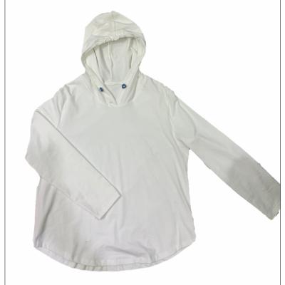 China Solid Color Breathable Hooded Long Sleeve Pullover With Drawstring Loop for sale