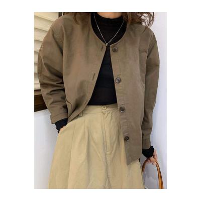 China High Quality And Low Price Pocket Irregular Round Neck Jacket Anti-Shrink Casual Straight Jacket for sale