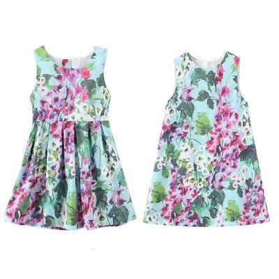 China Washable Summer Baby Kids Floral Print Dresses for Kids Camisole Vacation Beach Dress for sale