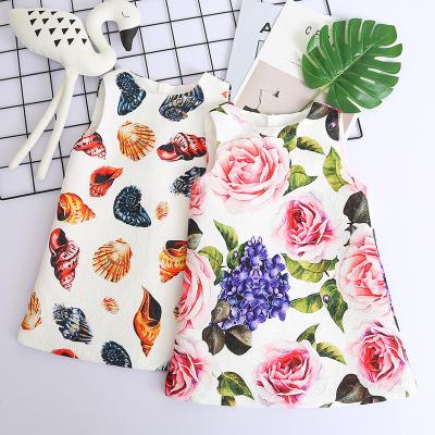 China 2022 New Design 2-7 Years Baby Cotton Floral Jacquard Dress Washable Summer For Infant Girl Kids Dress Printing Sportswear for sale