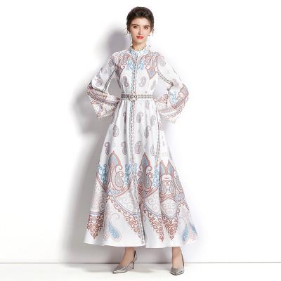 China Good Quality Anti-wrinkle Vestido Women's Long Dress 2022 Spring Summer Wedding Party Ladies Charming Floral Print Long Sleeve Maxi Dress for sale