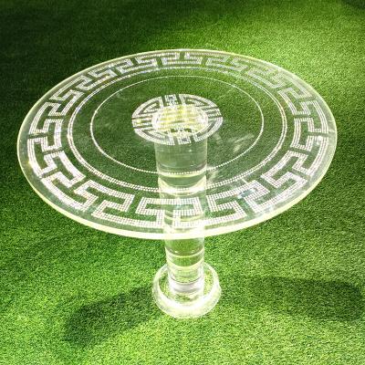 China Wholesale Modern Tea Light Luxury Silver Faux Stone Vacuum Potted Tea Table Diamond Living Room Furniture Edge Broken Glass Coffee Table New for sale