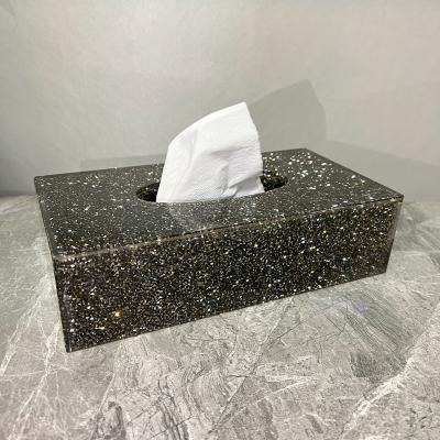 China Durable Colorful Hotel Car Home Office Shop Store Mirrored Towel Storage Luxury Glass Diamond Tissue Box for sale