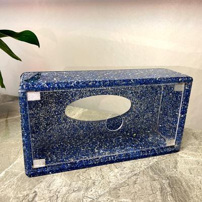 China Durable Colorful Rectangle Tissue Box Lid Glass Tissue Holder For Bathroom Kitchen Office Hotel Crystal Napkin For Paper Tissue Box Organizer for sale