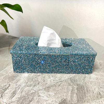 China Durable Colorful New Design Crystal Tissue Box Diamond Square Table Home Decorative Tissue Rack For Home Use for sale