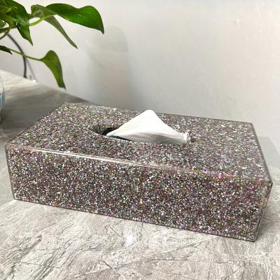 China Durable Colorful European Style Modern Luxury Handmade Paper Napkin Boxes Crystal Tissue Box For Home Wedding Party for sale