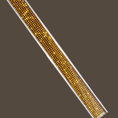 China Durable Colorful Yellow Wall Decoration Modern Potting Vacuum Style Metal Tile Trim Crystal Stripe Decorative Profile For Bathroom With Diamond for sale