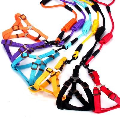 China Stocked Warm Nylon Recycled Running Climbing Style Foam Handle Dog Collars And Leads Rope Training Dog Harness Leash Set for sale