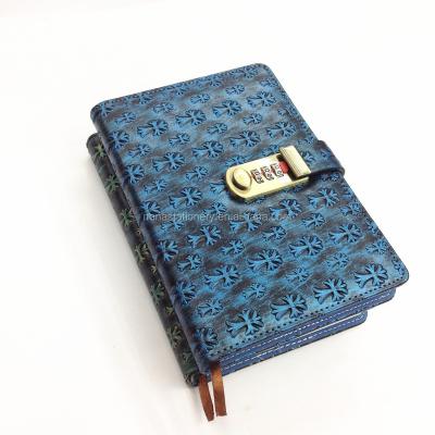 China With Coded Lock Vintage Leatherette Notebook With Code Lock for sale