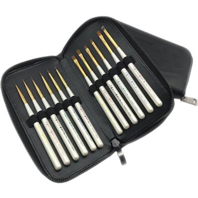 China NAIL JSM Nail Art Brush Set 12pcs with PU Bag Metal Handle Colorful Words Customized for sale