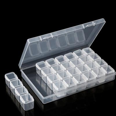 China Stored 28 Slots Nail Art Storage Box Rhinestone Bead Empty Gems Stuffs Container Case for sale