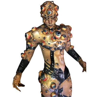 China Sets Personality Stretch Terror Eyeball Rompers Club Halloween Party Men Jumpsuit Monster Where Cosplay Costume Performance Stage Costume for sale