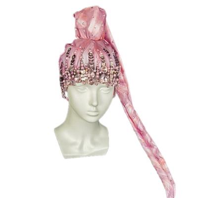 China Party Sparkly Pink Rhinestone Beads Club Party Headdress Stage Accessories Crystal Sequin Long Hair Headwear Braids Wigs Women Dancer for sale