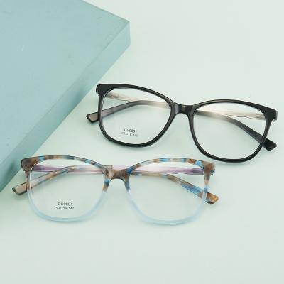 China Decoration For Wearing Fashion Trendy High Quality Color Stitching Thick Frame Fiberglass Acetate Optical Glasses for sale