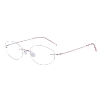 China Face Shape Match: Unisex Ready To Spot Classic Female Stainless Steel Glasses Frame Super Elastic Metal Rimless Glasses Optical Frame OEM China for sale