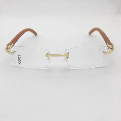 China Lenses Material: Other Gold Frameless Wood Glasses For Men And Women Frame Brand Designer Prescription Myopia Glass Eyes for sale