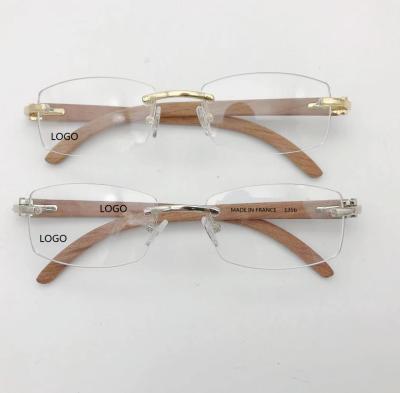 China Lenses Material: Other Gold Frameless Wood Glasses For Men And Women Frame Brand Designer Prescription Myopia Glass Eyes for sale