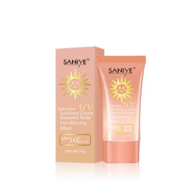 China Sunscreen Private Label Sunblock Product SANIYE Face Skin Care Waterproof Whitening Cream for sale