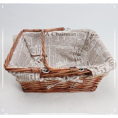 China Sustainable Wholesale Custom Rectangle Fruit Wicker Baskets With Handle for sale