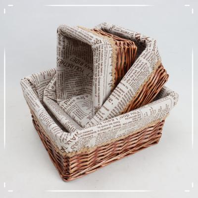 China Sustainable Promotional Fruits And Vegetables Wicker Materials Storage Rectangular Basket for sale