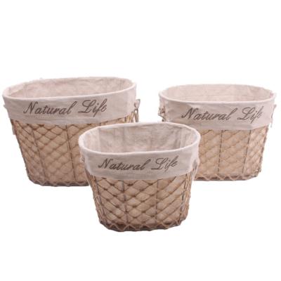 China Workable Oval Metal Wire Storage Basket 3 Set for sale