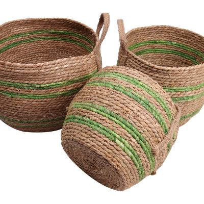 China Cheap Viable Handcraft Hand - woven decoration canasta de paja de Straw Basket With Handles For for sale