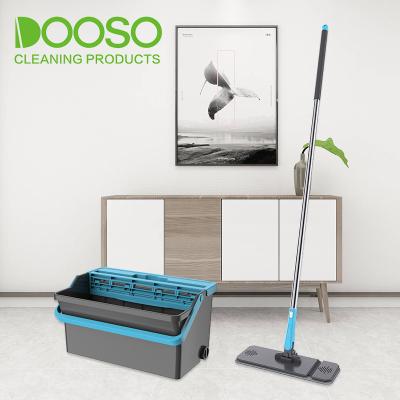 China Sustainable New Design Self Wringing Flat Squeeze Mop Bucket Set Floor Cleaning for sale