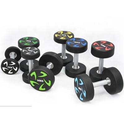 China Commercial Dumbbell Weightlifting Urethane Equipment Gym FITNESS PARAGON PU Rubber Adjustable Dumbbell for sale