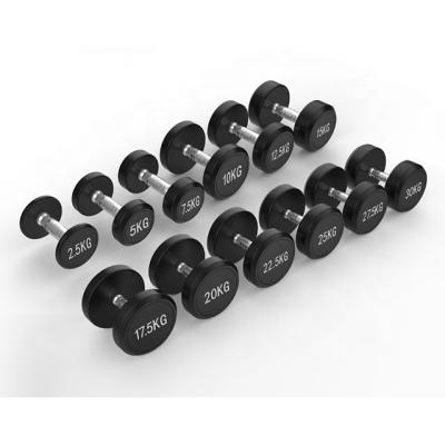 China Home Use PARAGON FITNESS Gym Weightlifting PEV Round Steel Dumbbell for sale