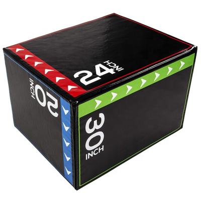 China PVC leather+foam+Wood PARAGON FITNESS Plyometric Plyo Box 3 In 1 Soft Jump Box for sale