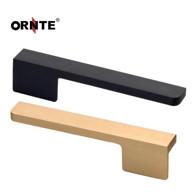 China Modern Simple Aluminum Black Minimalist ORNTE Wardrobe Cabinet Door Drawer Handle for sale