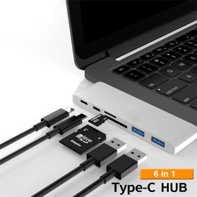 China USB3.0 5Gbps High Speed ​​Type-C USB HUB 3.1 TF/SD Card Reader USB-C PD 6 USB C 40Gbps Data In 1 Aluminum Type C Hub Adapter For MacBook for sale