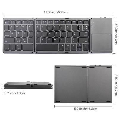 China Optical Tablet PC Mobile Phone Using BT Touch Pad Portable Wireless Keyboard 3 Level Foldable Keyboard for sale