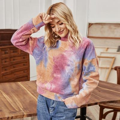 China Winter Sale New Long Sleeve High Neck Soft Warm Tie Dye Full Sleeve T-shirt Fashionable Women's Clothing Simple Loose for sale