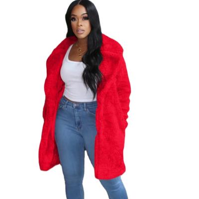 China Soft hot sale women's long cotton padded open coat style thick fashion loose fur coat winter women for sale