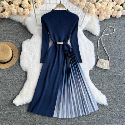 China Anti-Static Design Fashionable Gradient Knit Casual Women Girls Sweater Dresses for sale