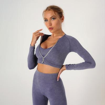 China Breathable Running Track Women's Yoga Workout Full Jacket Zipper Workout With Thumb Holes Short Compression Shirts for sale