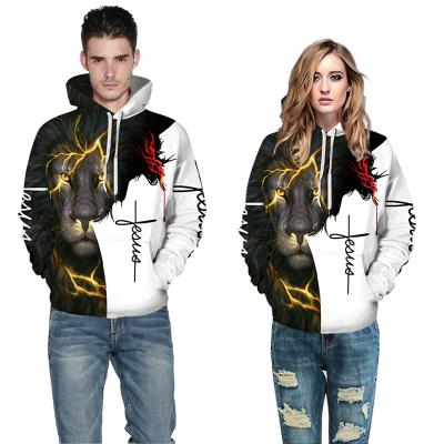 China Anti-Wrinkle Anti-Wrinkle Fall/Winter Hot Selling His-and-The-Wear Unisex 3D Lion Printed Long Sleeves Pullover Hoodie for sale