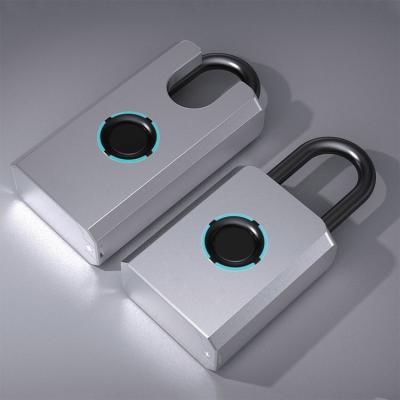 China High Security Waterproof Portable USB Charging Zinc Alloy Metal 0.1sec Fingerprint Smart Security Lock Padlock for sale