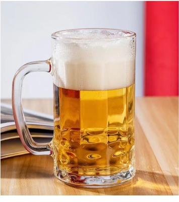 China Modern Classic Home Bar Glass Beer Stein Drinking Cup Mug With Handle For Party, Wedding, Restaurant for sale