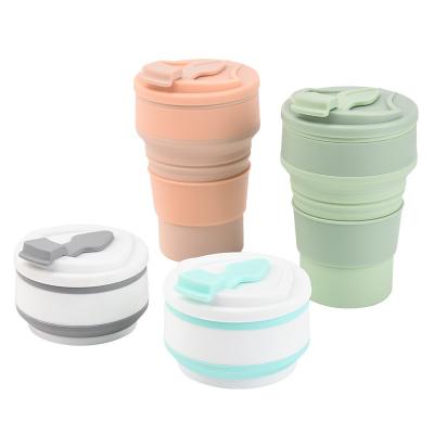 China Disposable Customized Collapsible Silicone Water Coffee Cup Heat Resistant Cup With Lid For Travel Travel Hiking Portable Camping for sale