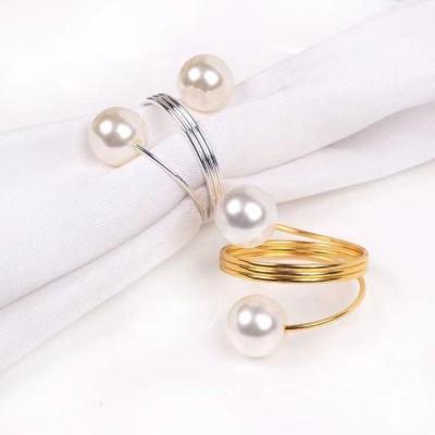 China Sustainable Artificial Pearl Napkin Ring For Restaurant Home Coffee Store for sale