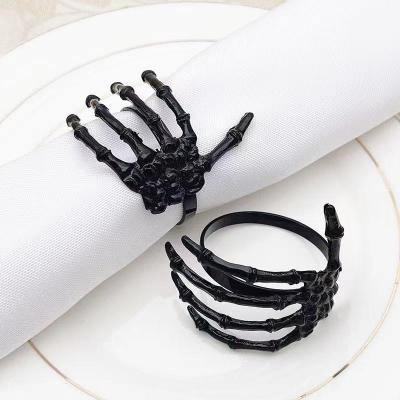 China Viable Black Metal Ghost Claw Table Napkin Ring For Halloween Party for sale