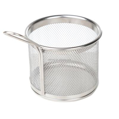 China Sustainable Heavy Duty Stainless Steel Restaurant Serving Basket For French Fries Chip And Chicken Nuggets for sale